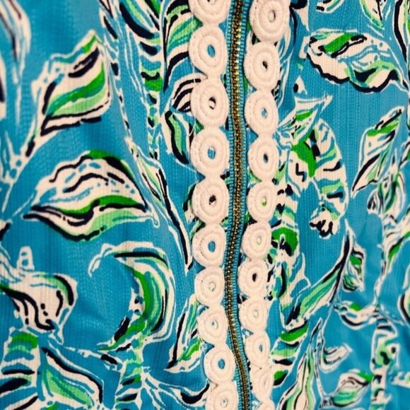 Lilly Pulitzer Turquoise Oasis Outta Line Engineered white Lace Shift dress Sz 8 - Picture 11 of 12